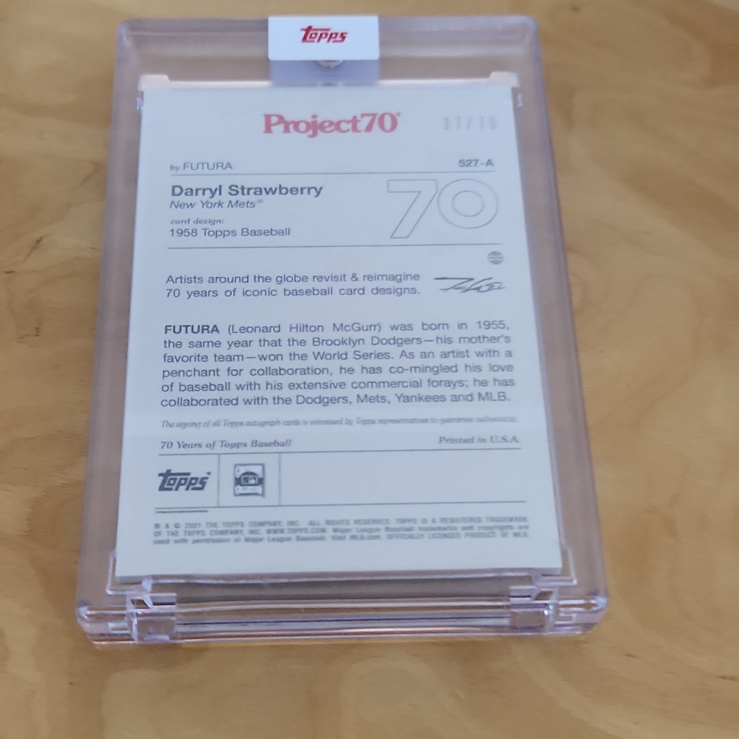 Topps Project 70 Darryl Strawberry Auto 37/70 #527-A