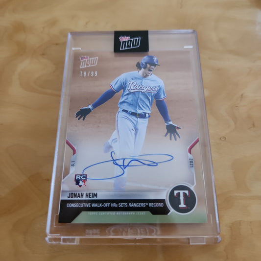 Topps Now Jonah Heim RC Auto 78/99 #602A