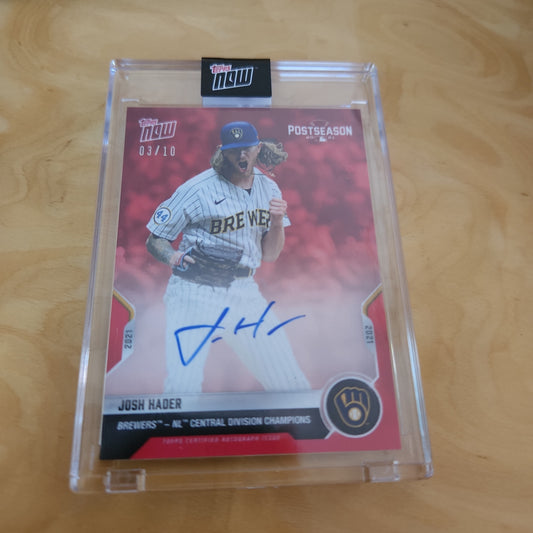 Topps Now Post Season Red Parallel Josh Hader Auto 3/10 #PS-240