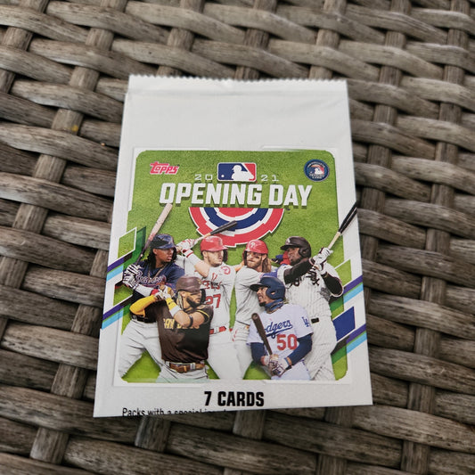 Openned Pack of Topps Opening Day 2021 Card Pack