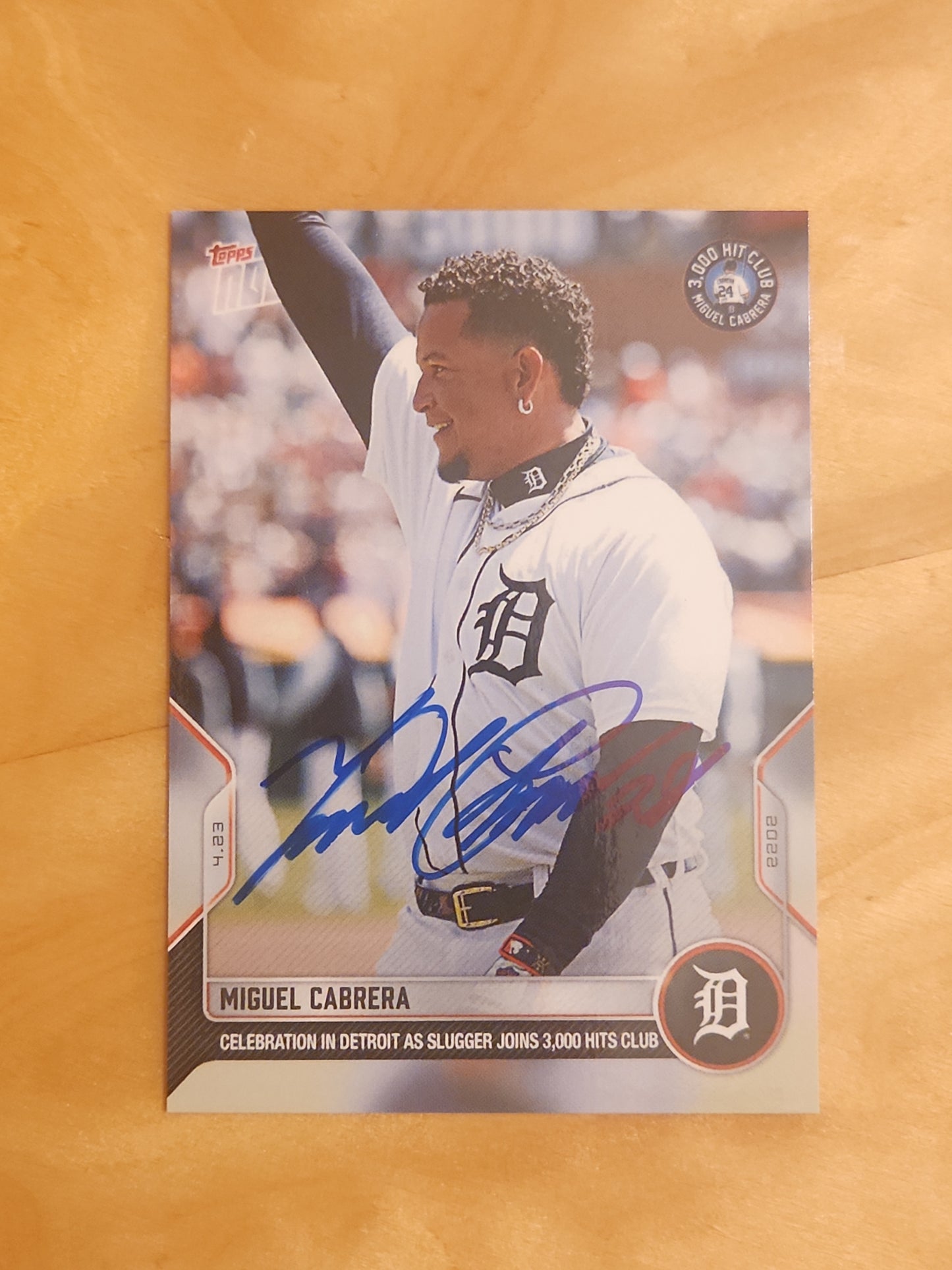 2022 MLB Topps Now Miguel Cabrera Auto Card #83 - Joins 3,000 Hits Club