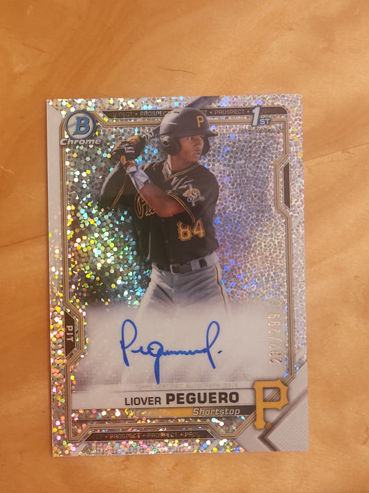 Liover Peguero 2021 Bowman Chrome Speckle Refractor Auto 232/299 #CPA-LP