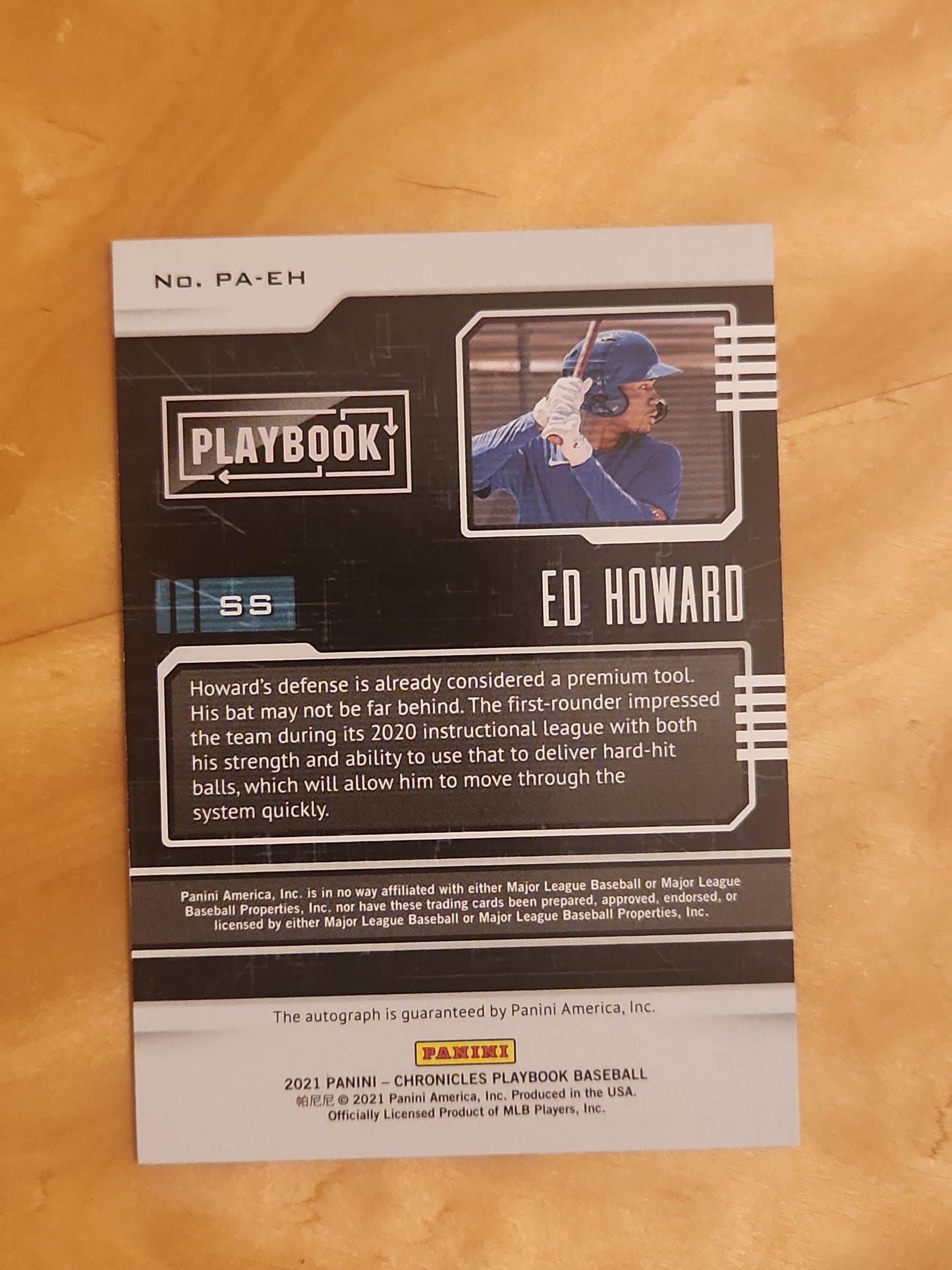 2021 Chronicles Playbook ED HOWARD #PA-EH Prospect Auto Chicago Cubs