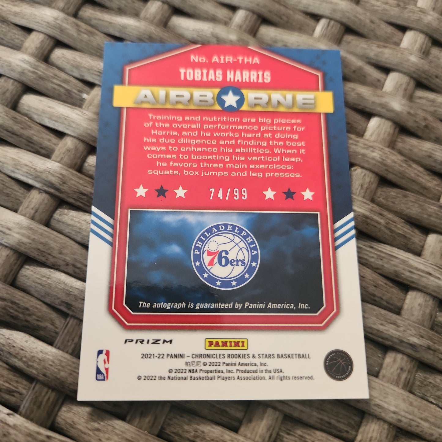 Panini Prizm Air Borne Rookie Stars Tobias Harris RC Auto 74/99 #AIR-THA