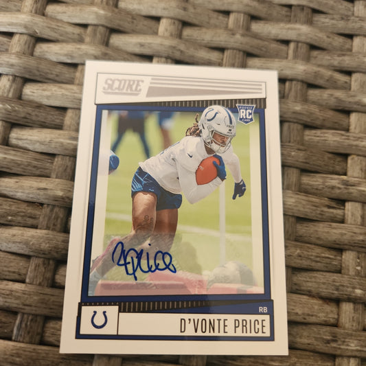 Panini Score D'Vonte Price RC Auto #339