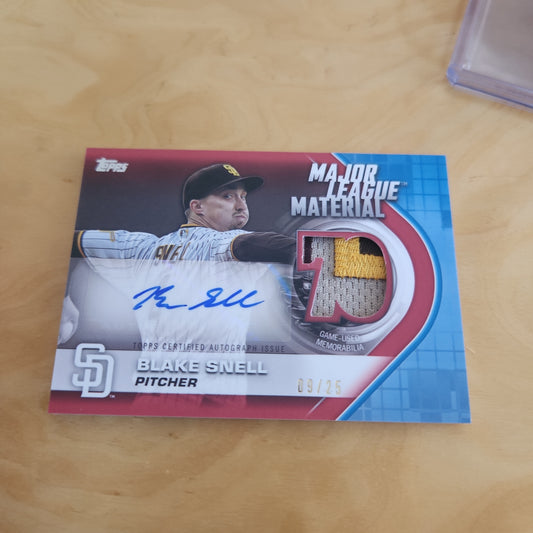 Topps Major League Material Blake Snell Jersey Patch Auto 09/25 #MLMA-BS