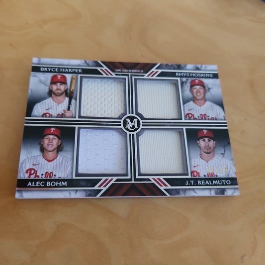 Topps Quadroopal Relic Bryce Harper, Rhys Hoskins, Alec Bohm, J.T. Realmuto #FPR-HHBR