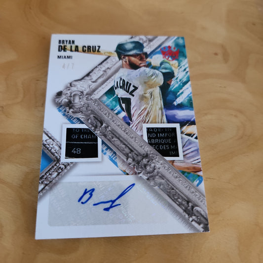 Panini Relic Bryan De La Cruz Jersey Patch Auto 4/7 #DMS-BC