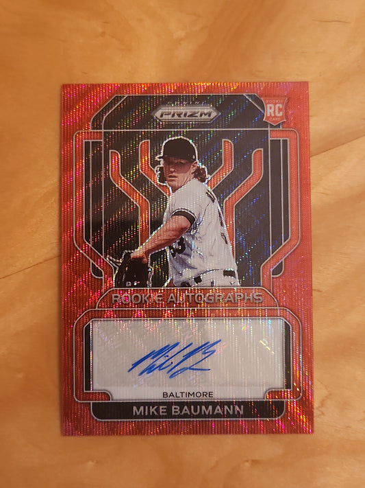 2022 Prizm Rookie Auto 32/75 Red Wave #RA-MB Mike Baumann - Baltimore Orioles