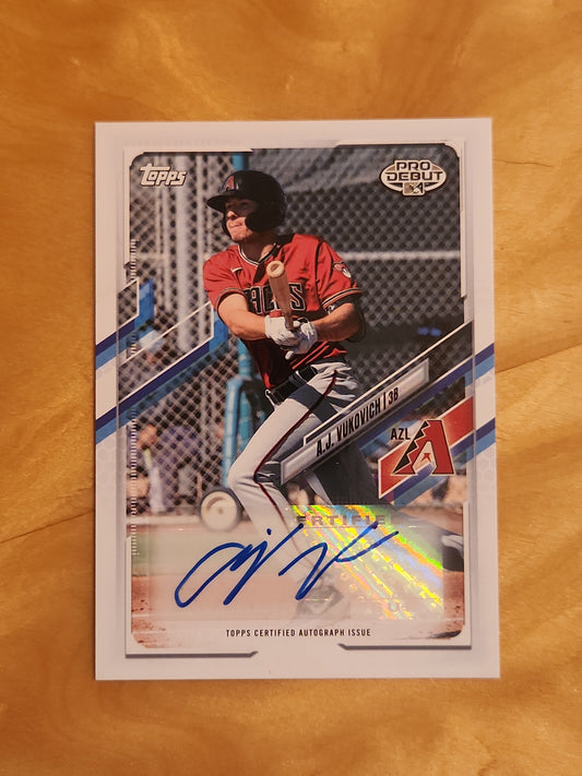 A.J. Vukovich 2021 Topps 1st Pro Debut Auto Card #PD-137 Arizona Diamondbacks