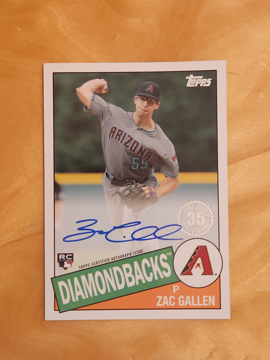 2020 Topps Zac Gallen RC Auto 35th Anniversary 1985 85A-ZG Diamondbacks