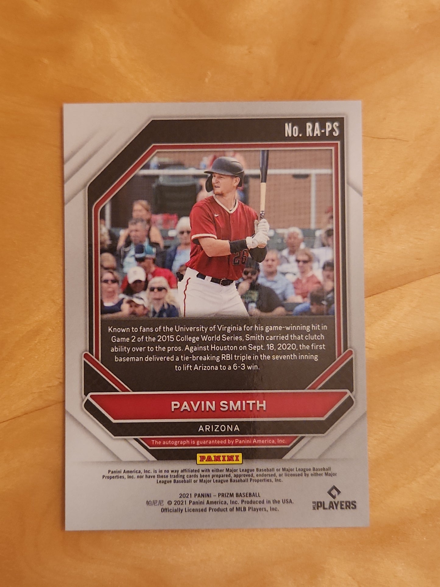 2021 Panini Prizm PAVIN SMITH #RA-PS Rookie Autographs RC AUTO Diamondbacks