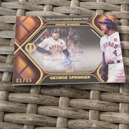 Topps Award Winner Willie Mays Wolrd Series George Springer Auto 1/25 #TTWSM-GS