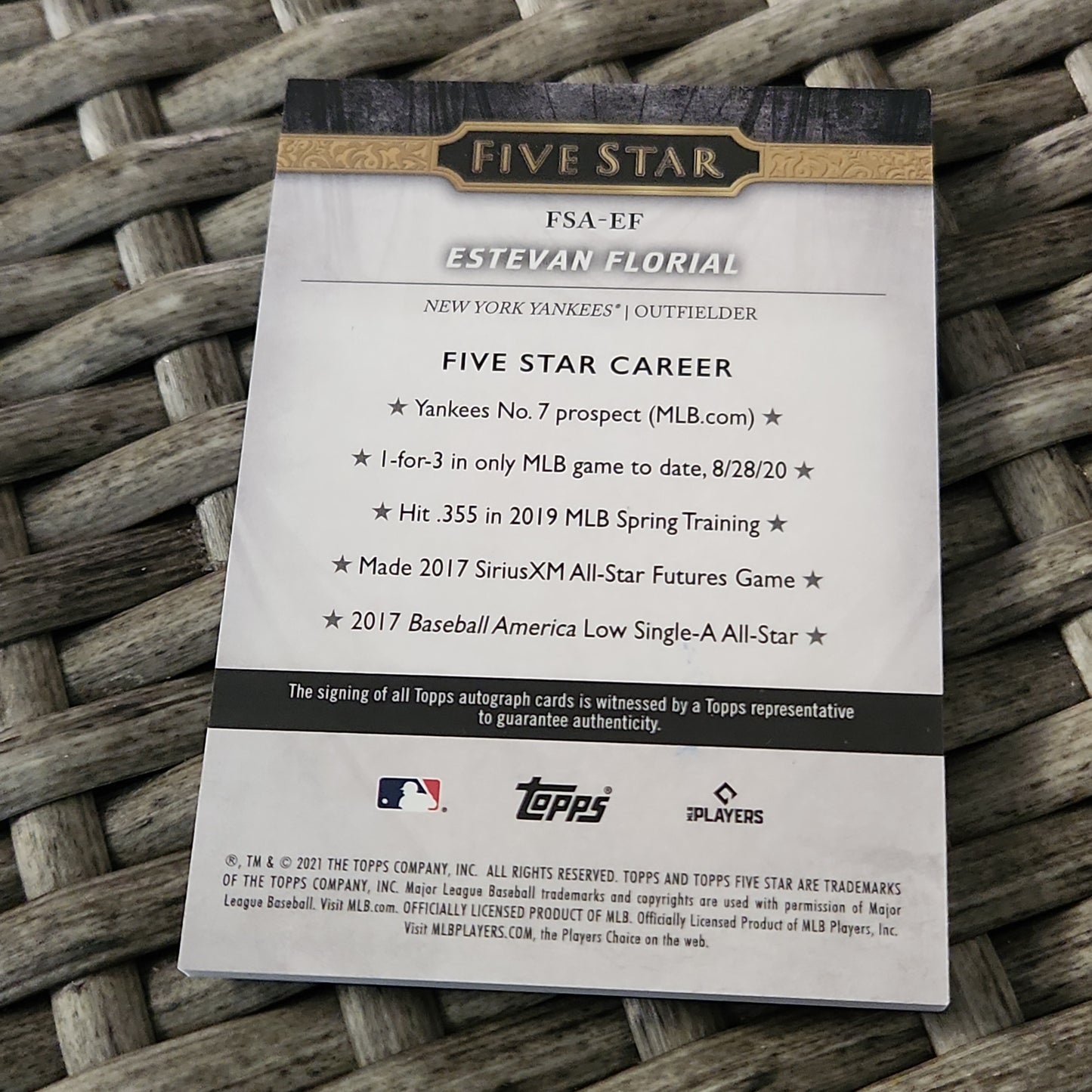 Topps Five Star Estevan Florial RC Auto #FSA-EF