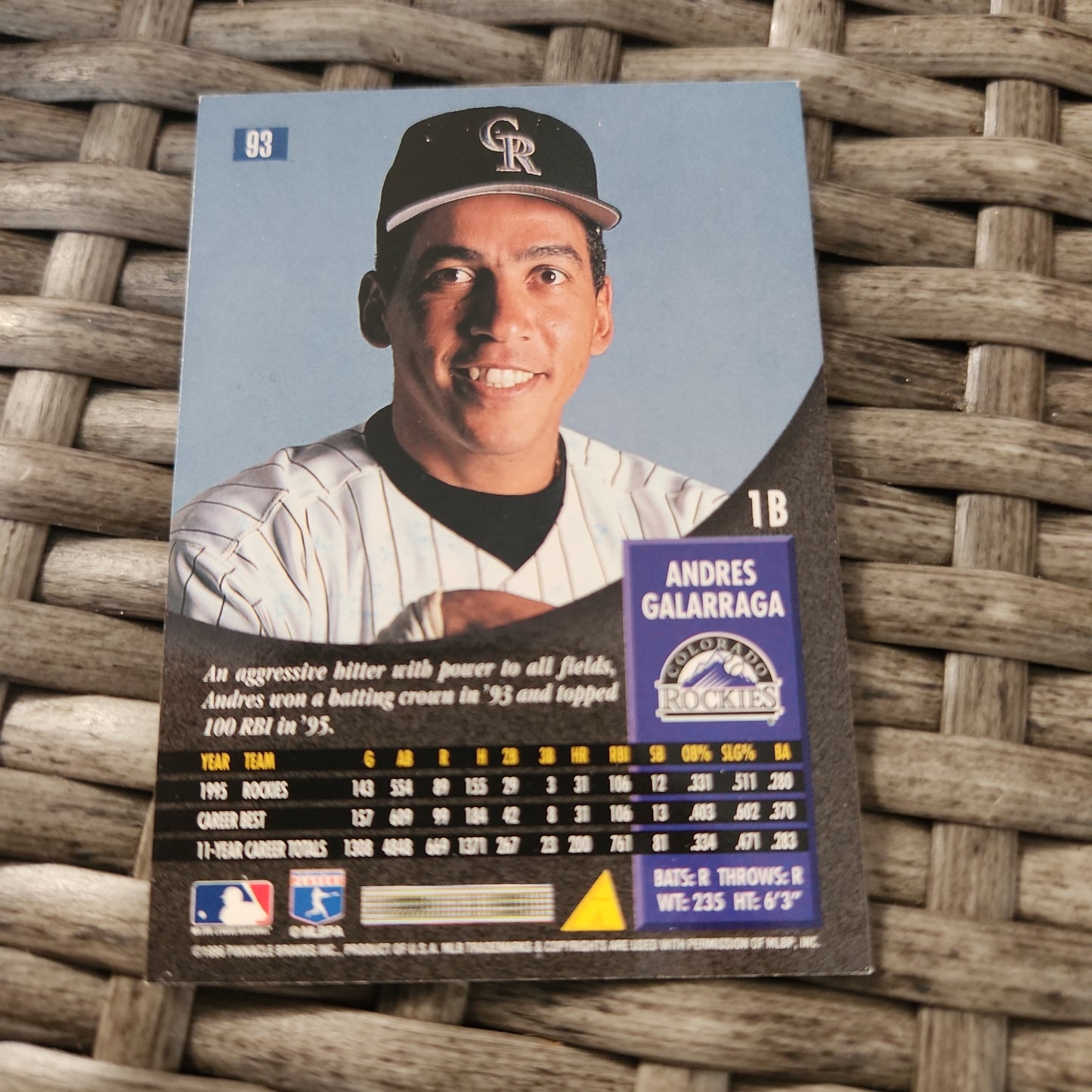 Pinnacle 1B Andres Galarraga Auto #93