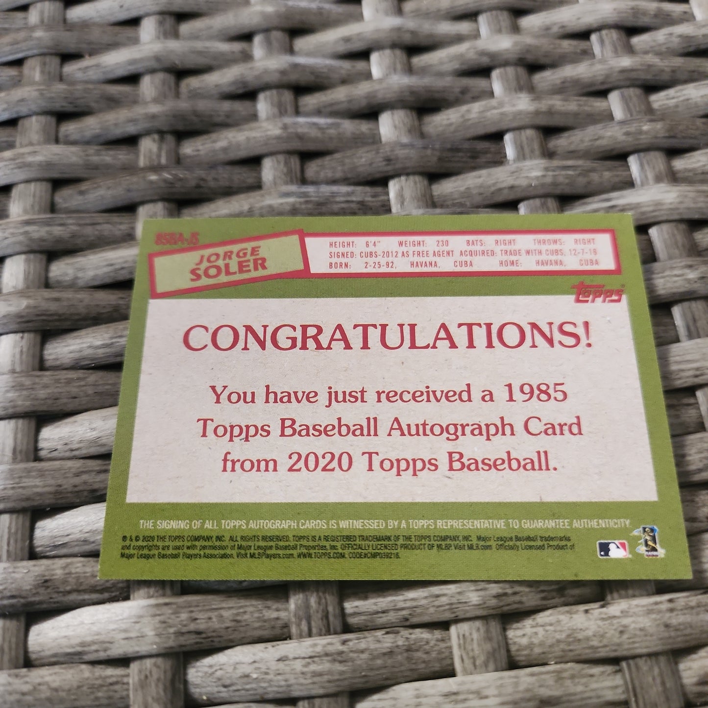 Topps 35th Anniversary Jorge Soler Auto #85BA-JS