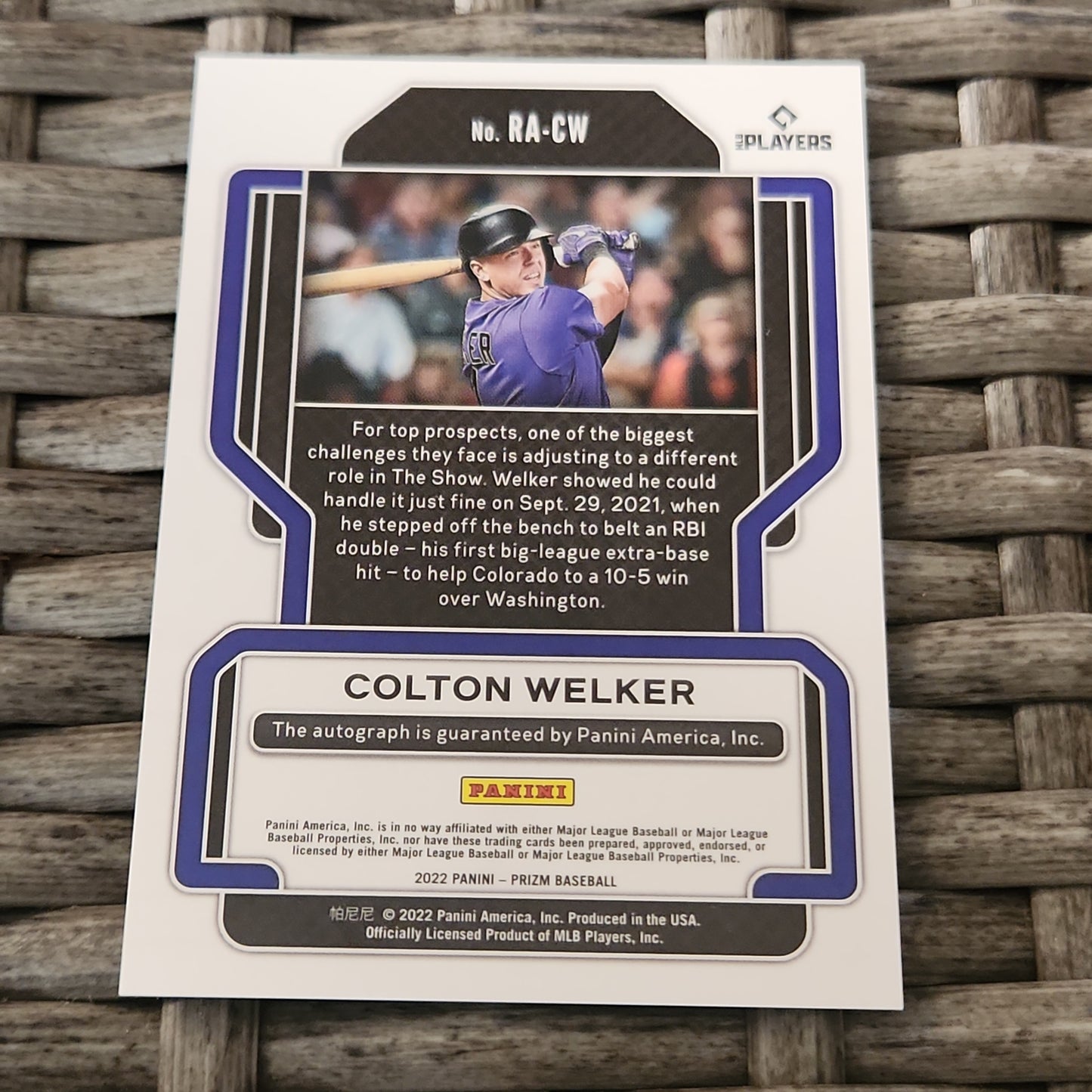 Panini Prizm Colton Welker RC Auto #RA-CW
