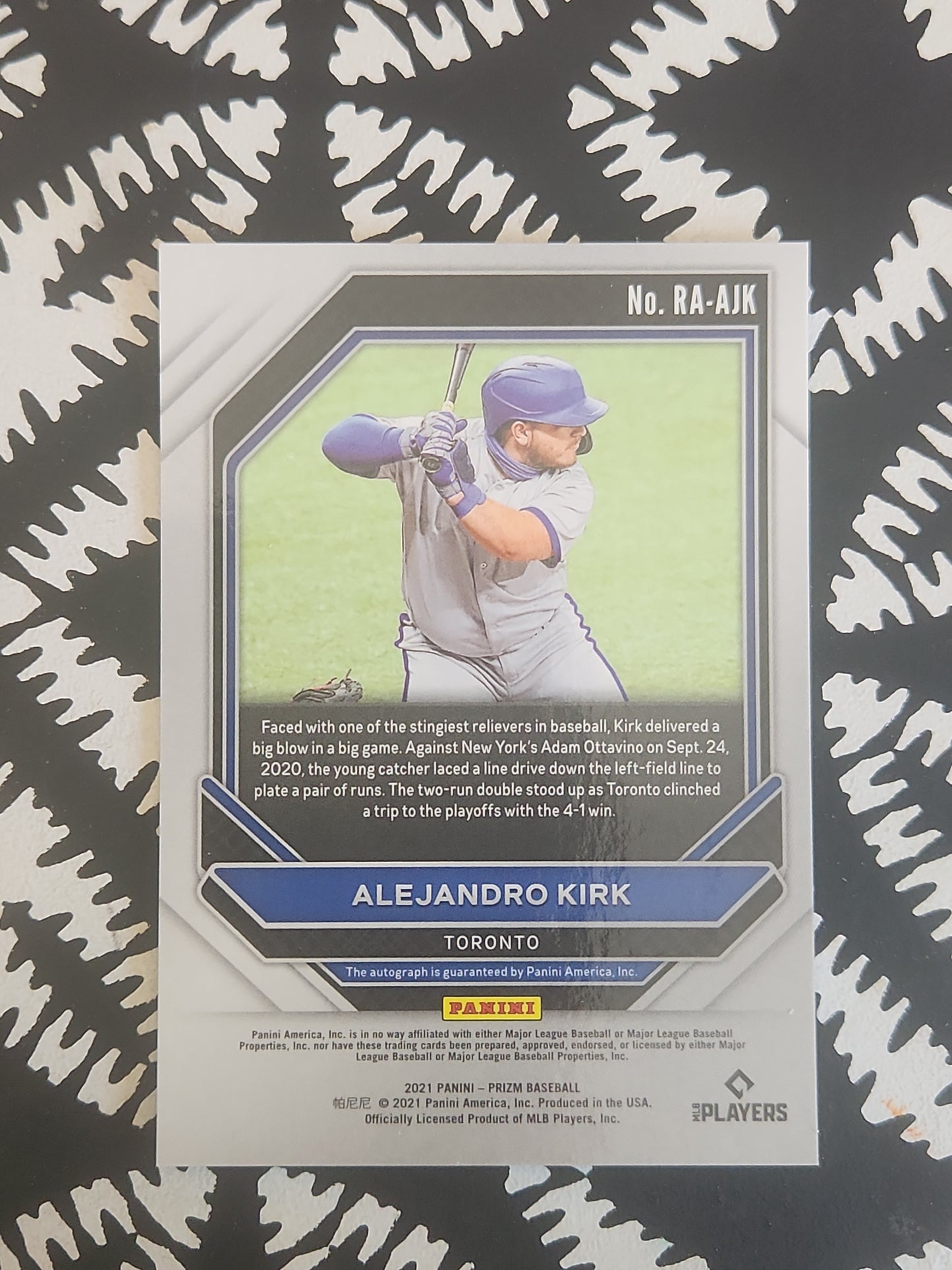 2021 Panini Prizm Alejandro Kirk RC Rookie Auto #RA-AJK Toronto Blue Jays