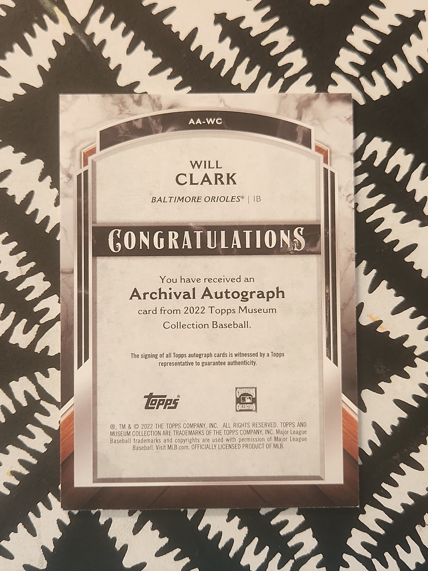 2022 Museum Collection Will Clark 098/125 Archival Auto AA-WC Autograph