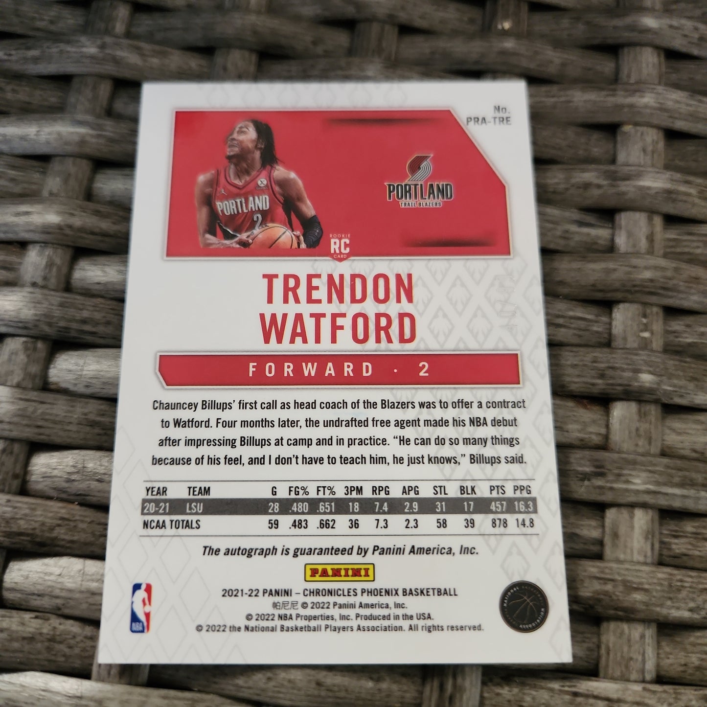 Panini Mosaic Trendon Watford RC Auto 40/99 #PRA-TRE