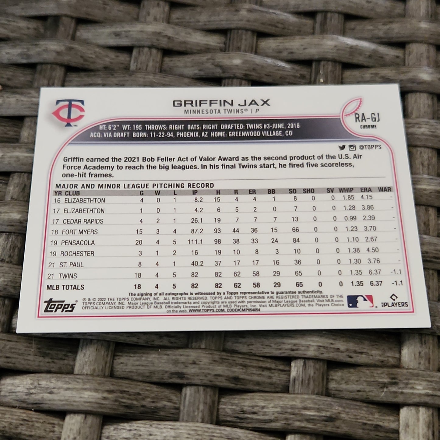 Topps Chrome Griffin Jax RC Auto #RA-GJ