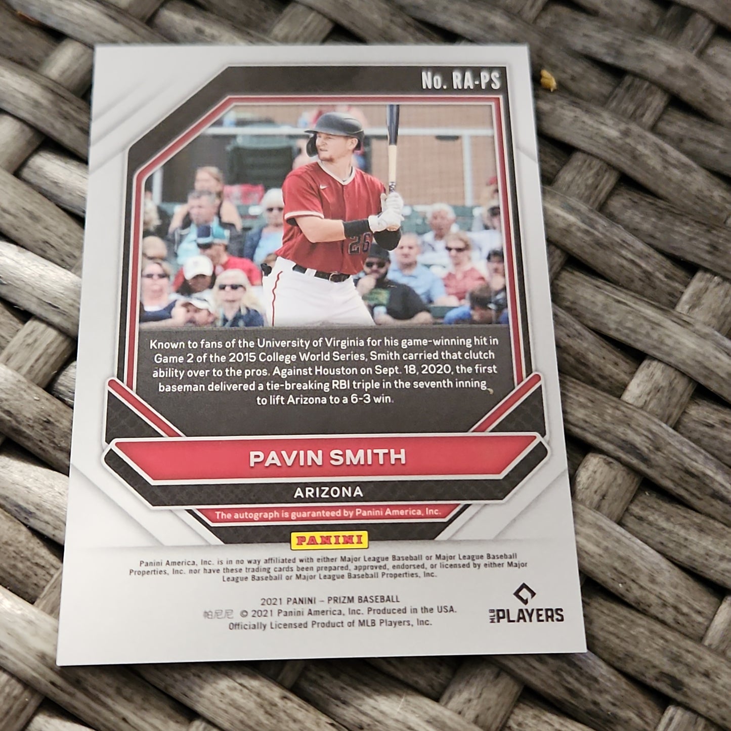 Panini Prizm Pavin Smith RC Auto #RA-PS