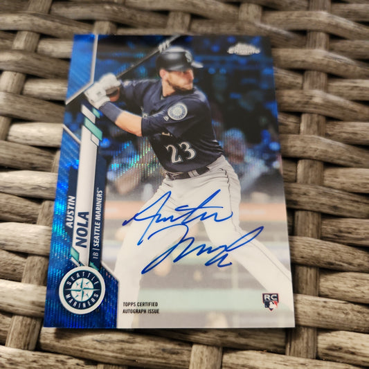 Topps Chrome Blue Waves Austin Nola RC Auto 138/150 #RA-AN