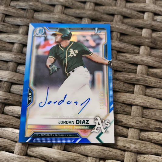 Topps Chrome 1st Bowman Blue Parallel B Chrome Jordan Diaz Auto 125/150 #CPA-JDI