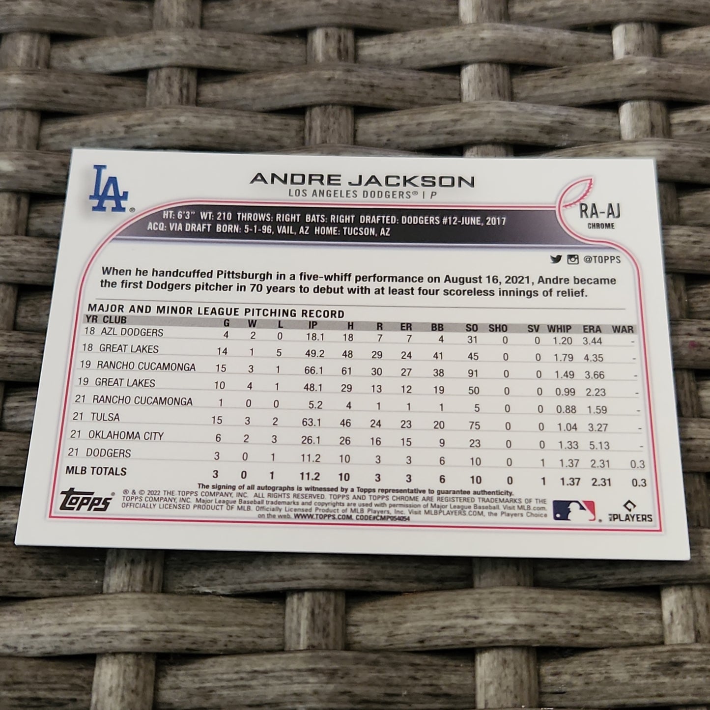 Topps Chrome Andre Jackson RC Auto #RA-AJ