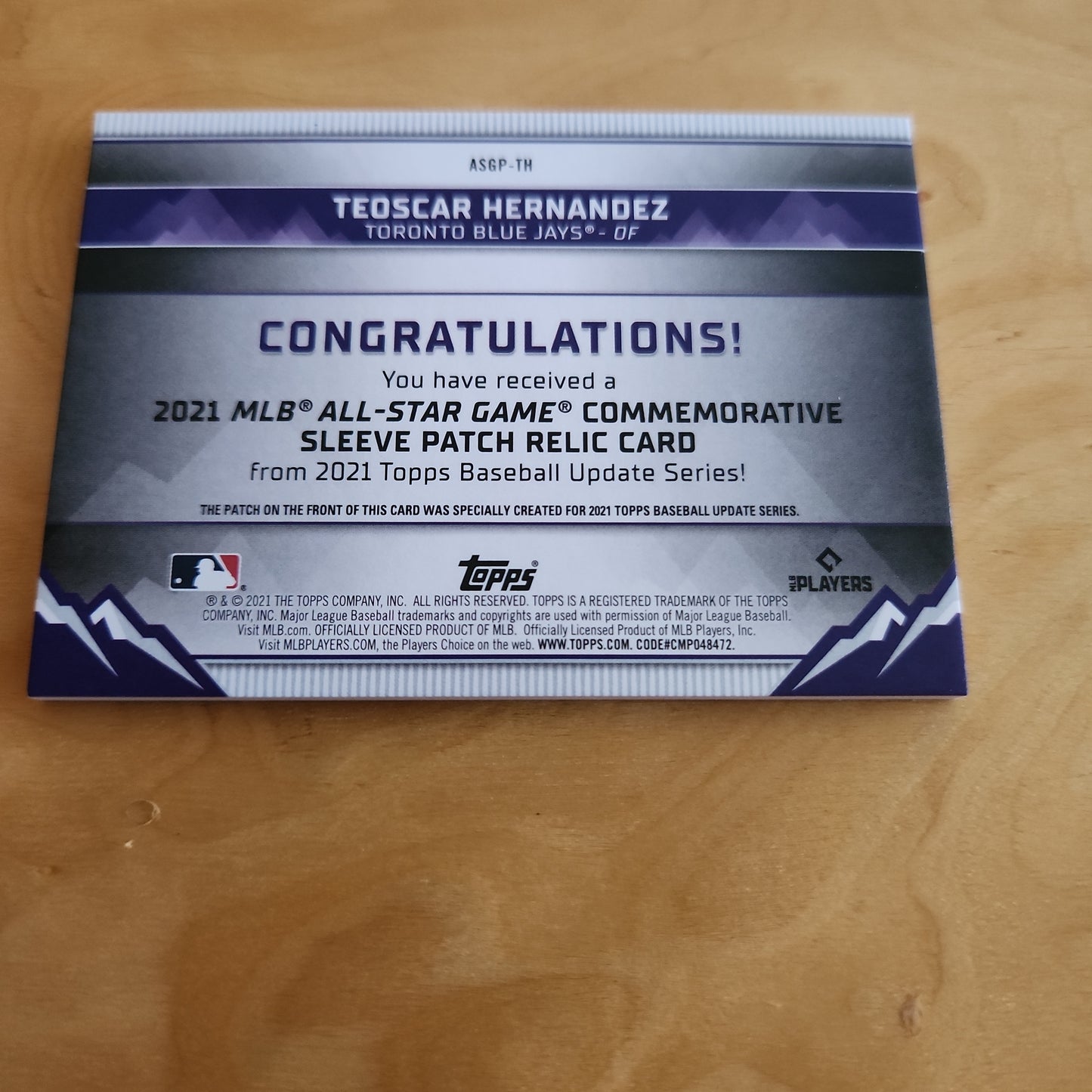 Topps All-Star Teoscar Hernandez Relic #ASGP-TH
