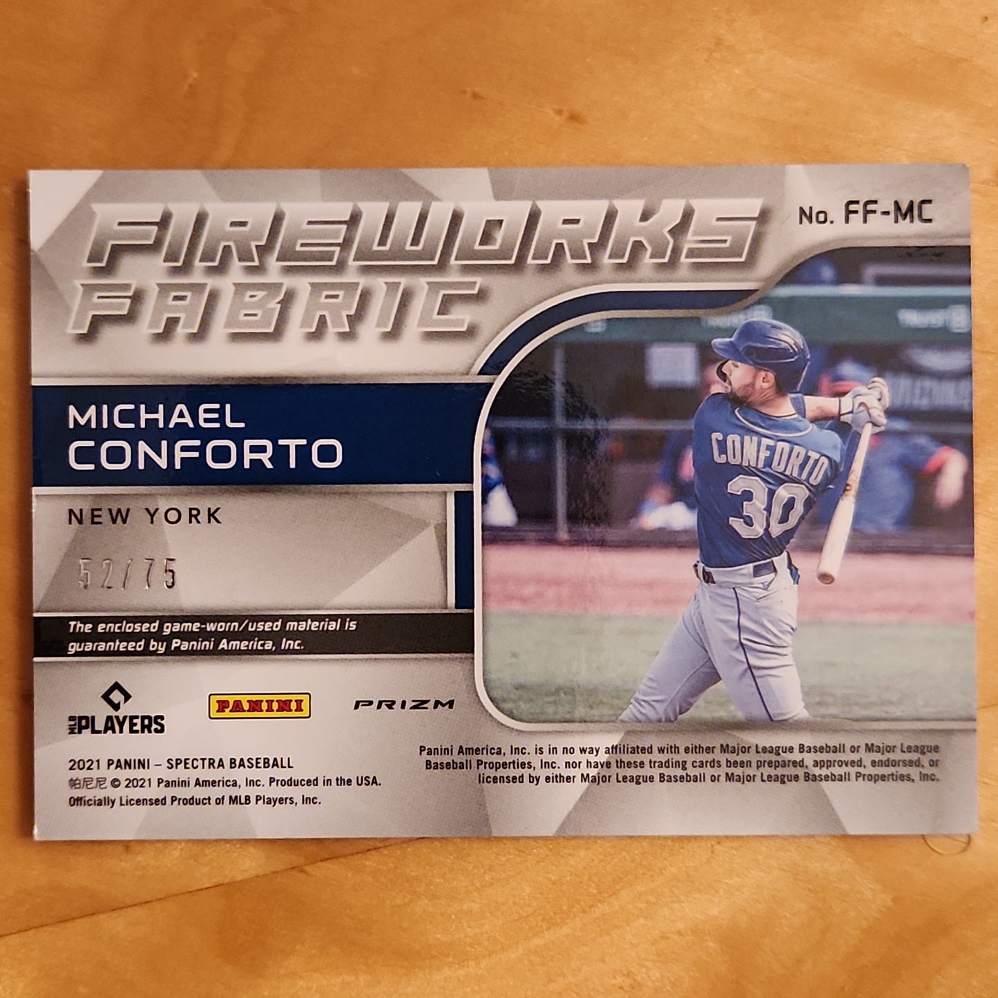 2021 Panini Spectra Fireworks Fabric Hyper Prizm 52/75 Michael Conforto #MC.2