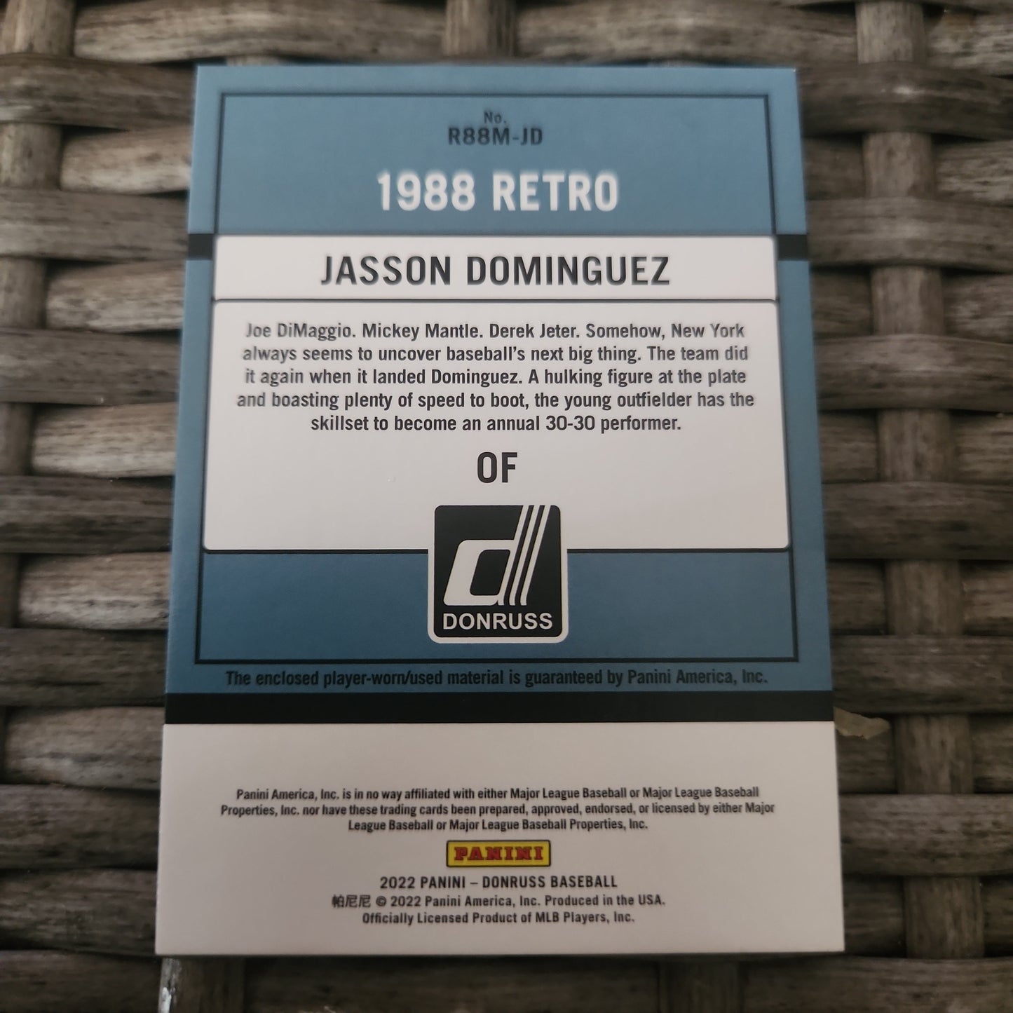 Panini Donruss Jason Dominguez Jersey Patch #R88M-JD