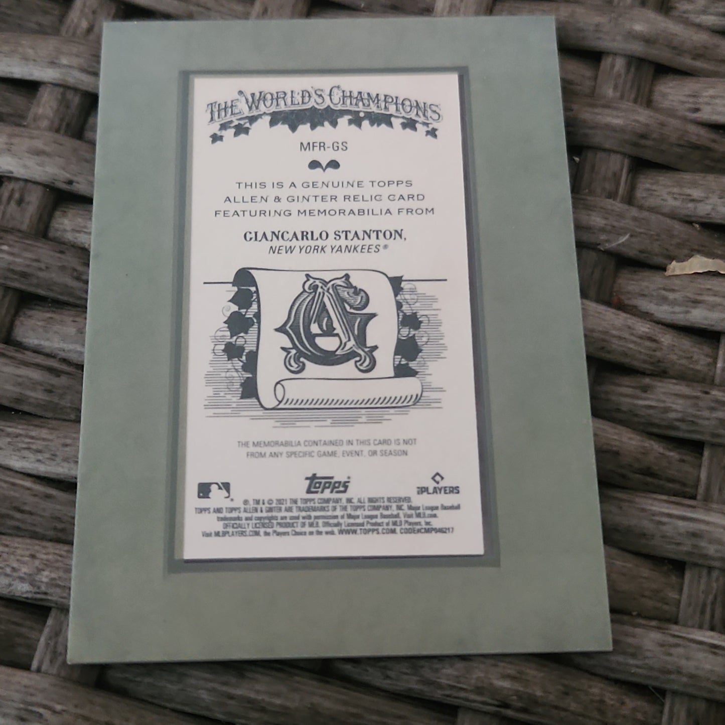 Topps Allen & Ginter Giancarlo Stanton Relic #MFR-GS