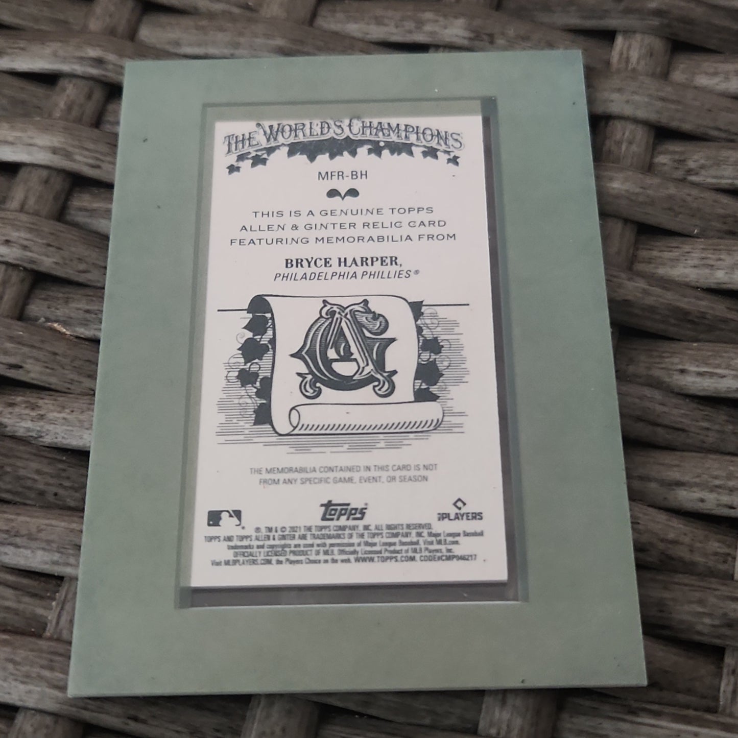 Topps Allen & Ginter Bryce Harper Jersey Patch #MFR-BH