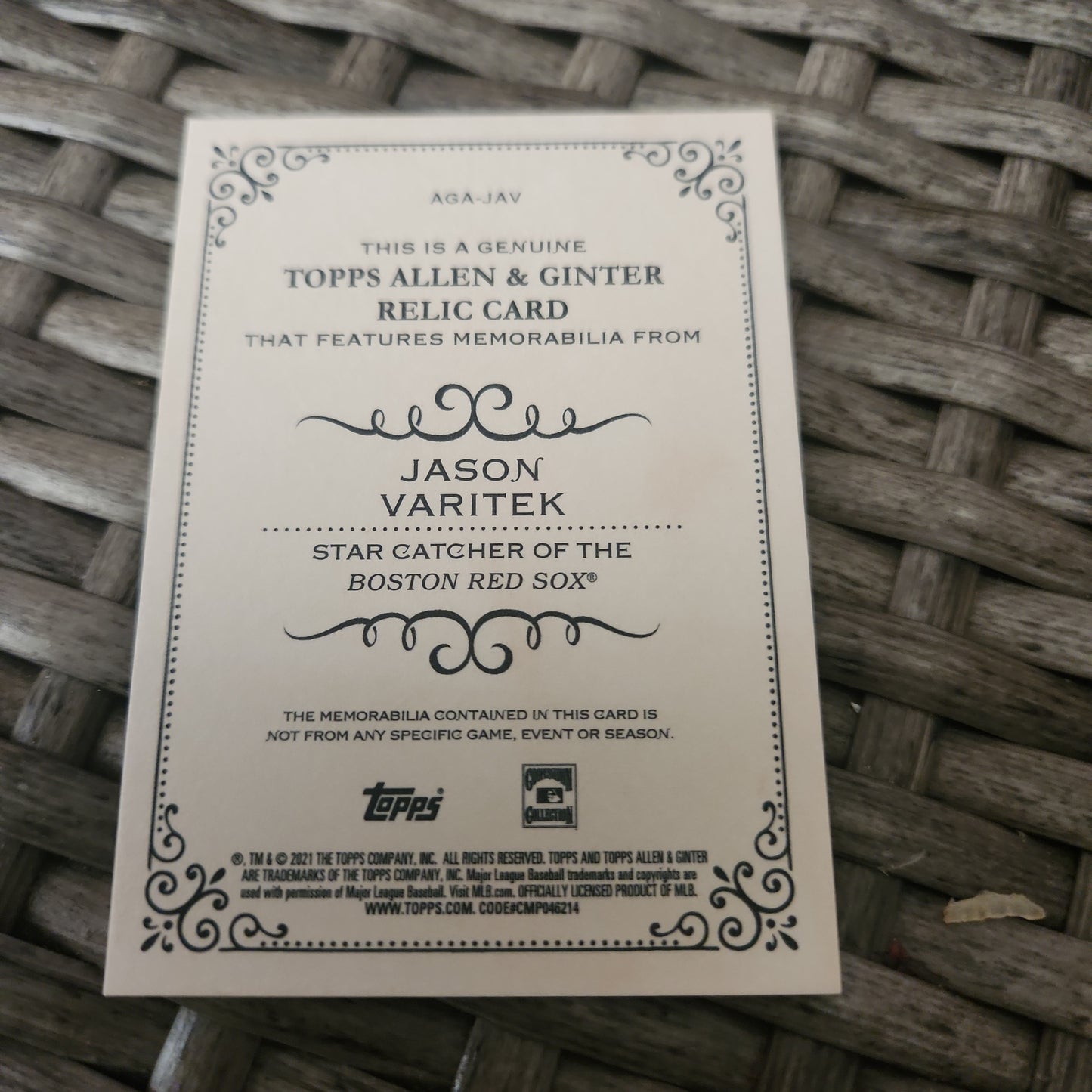 Topps Allen & Ginter Jason Varitek #AGA-JAV