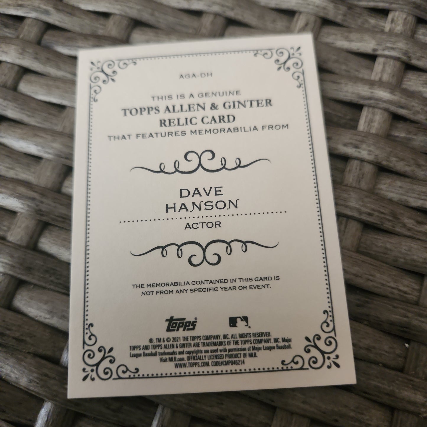 Topps Allen & Ginter Dave Hanson Jersey Patch #AGA-DH