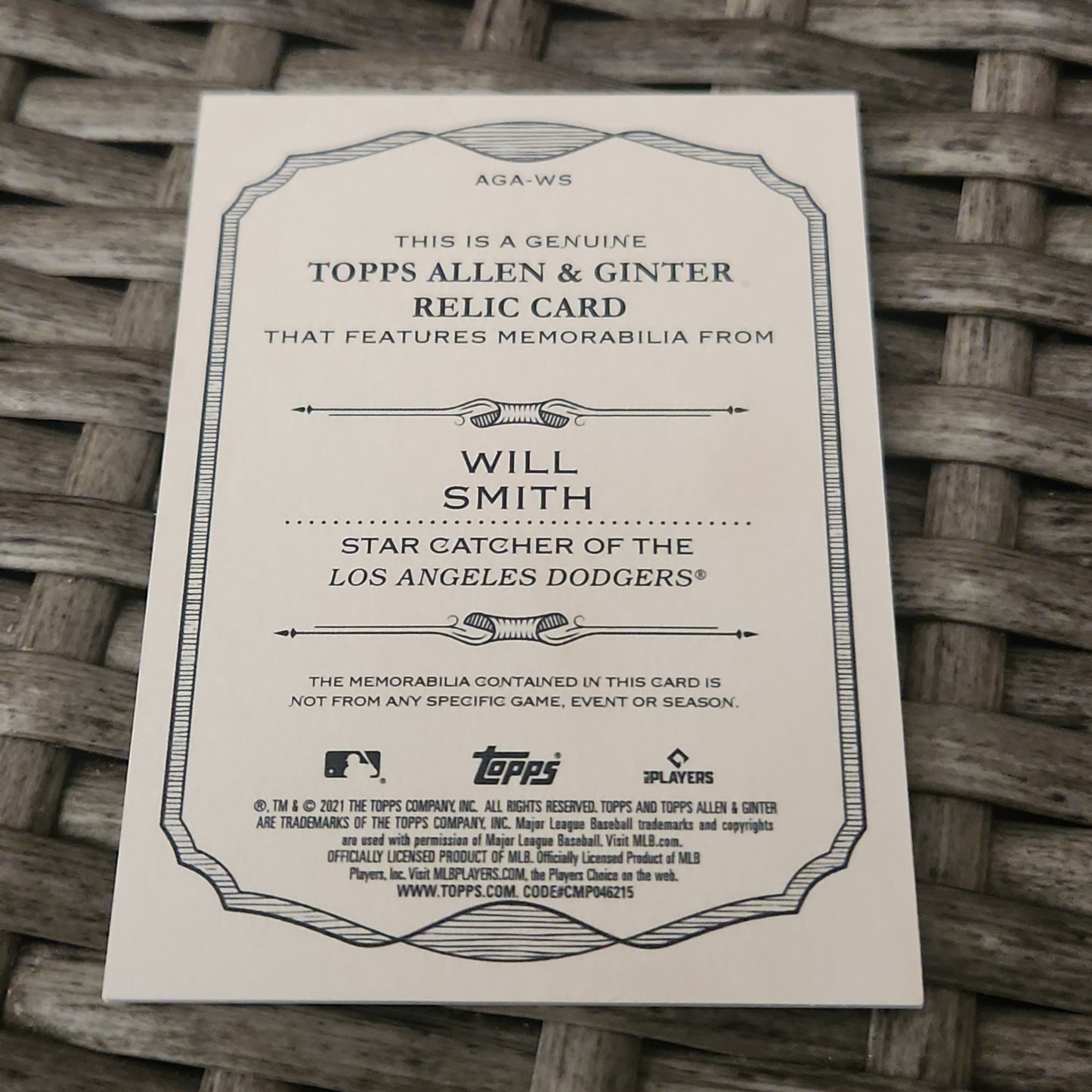 Topps Allen & Ginter Will Smith Relic #AGA-WS