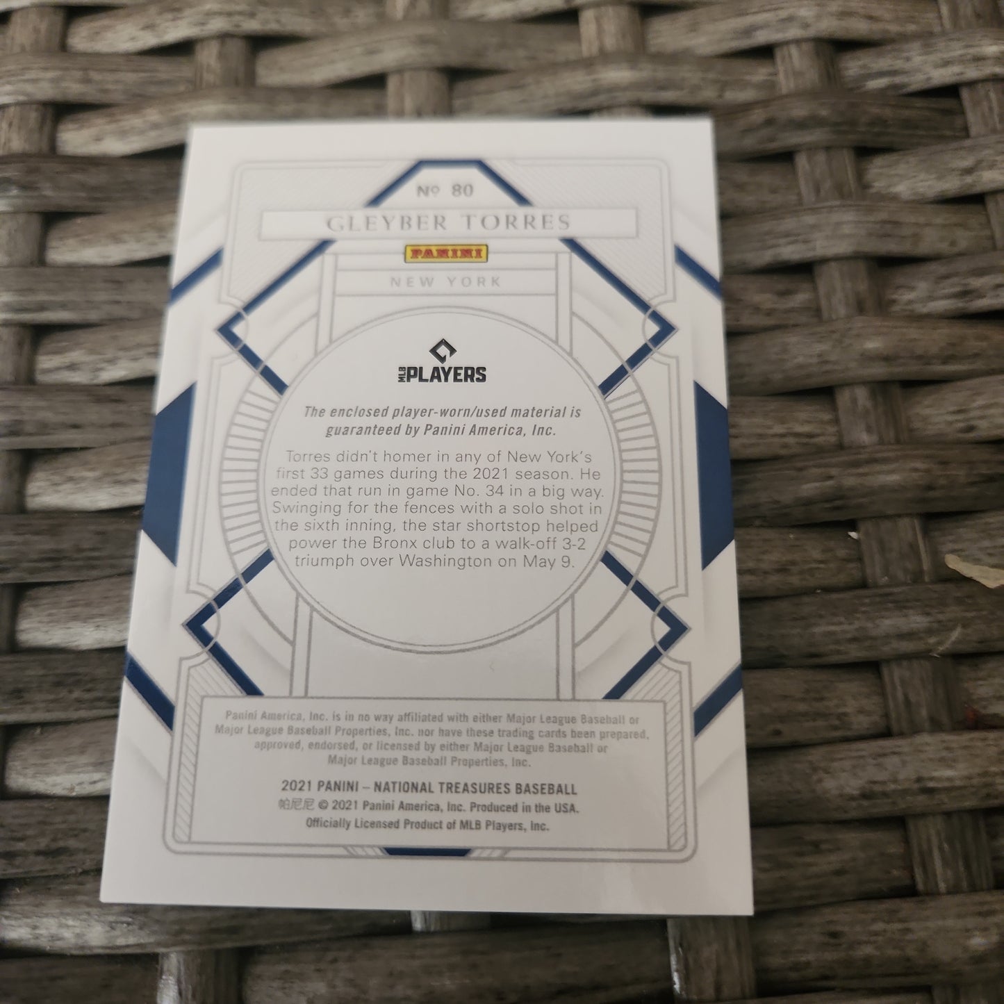 National Treasures Gleyber Torres Jeraey Patch 66/88 #80