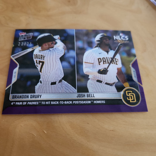 Topps Now NLCS Purple Parallel 23/25 Duo Brandon Drury & Josh Bell #1103