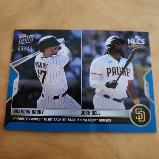 Topps Now NLCS Blue Parallel 09/49 Duo Brandon Drury & Josh Bell #1103