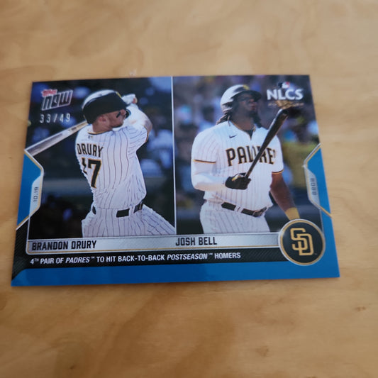 Topps Now NLCS Blue Parallel 33/49 Duo Brandon Drury & Josh Bell #1103