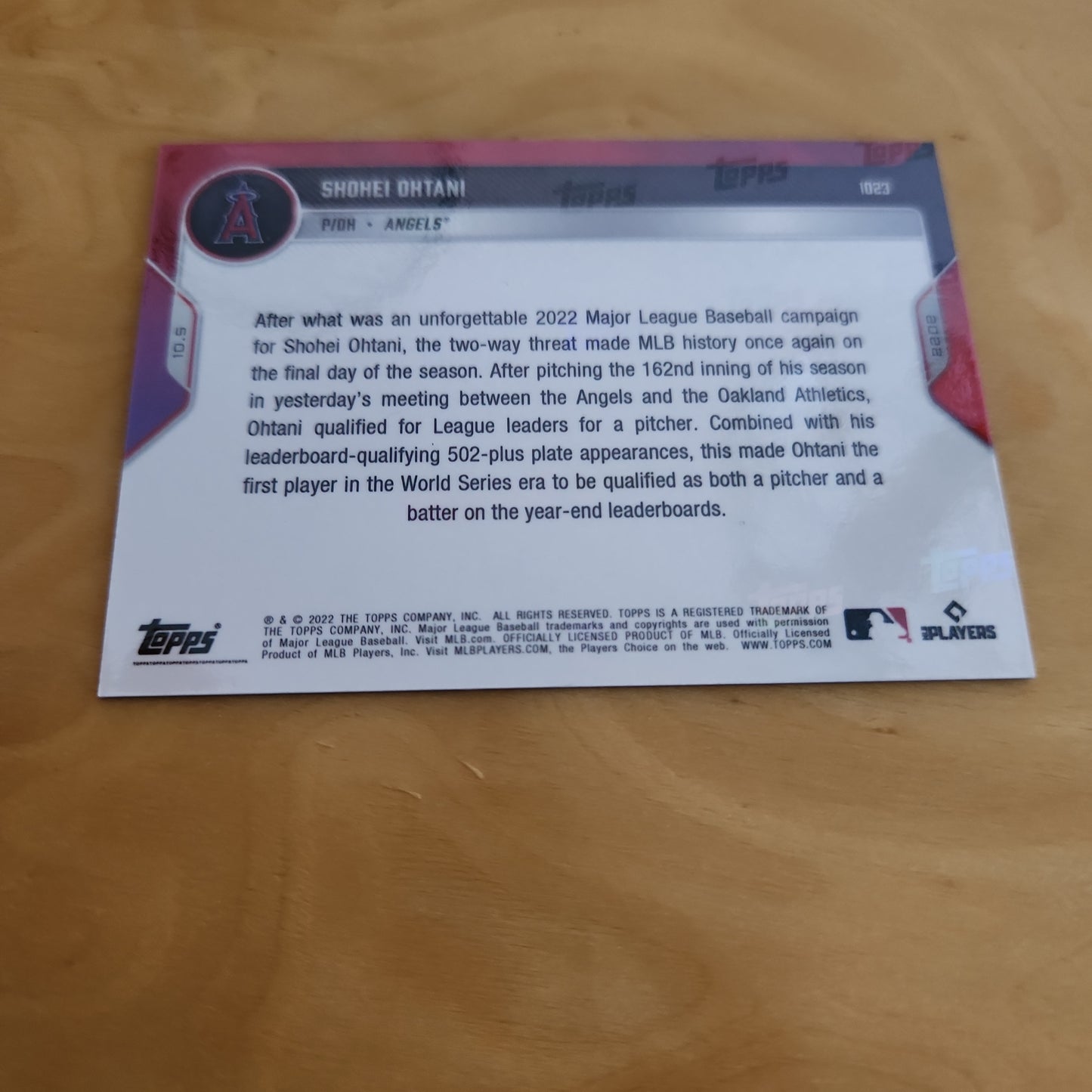 Topps Now Blue Parallel Shohei Ohtani 09/49 #1023
