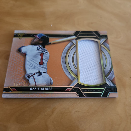 Topps Orange Parallel Ozzie Albies 16/18 Jumbo Relic #SJR-OA