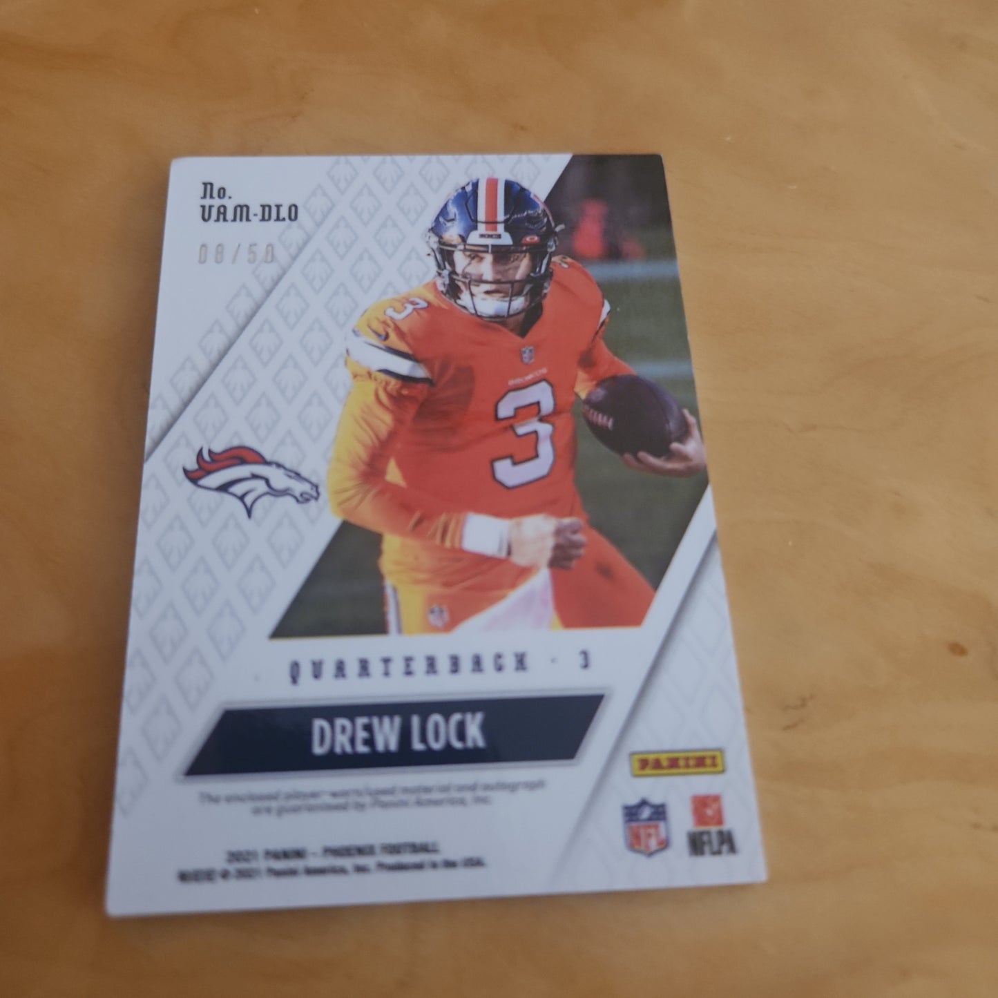 Panini Mosaic Drew Lock Jersey Patch Auto 08/50 #VAM-DLO
