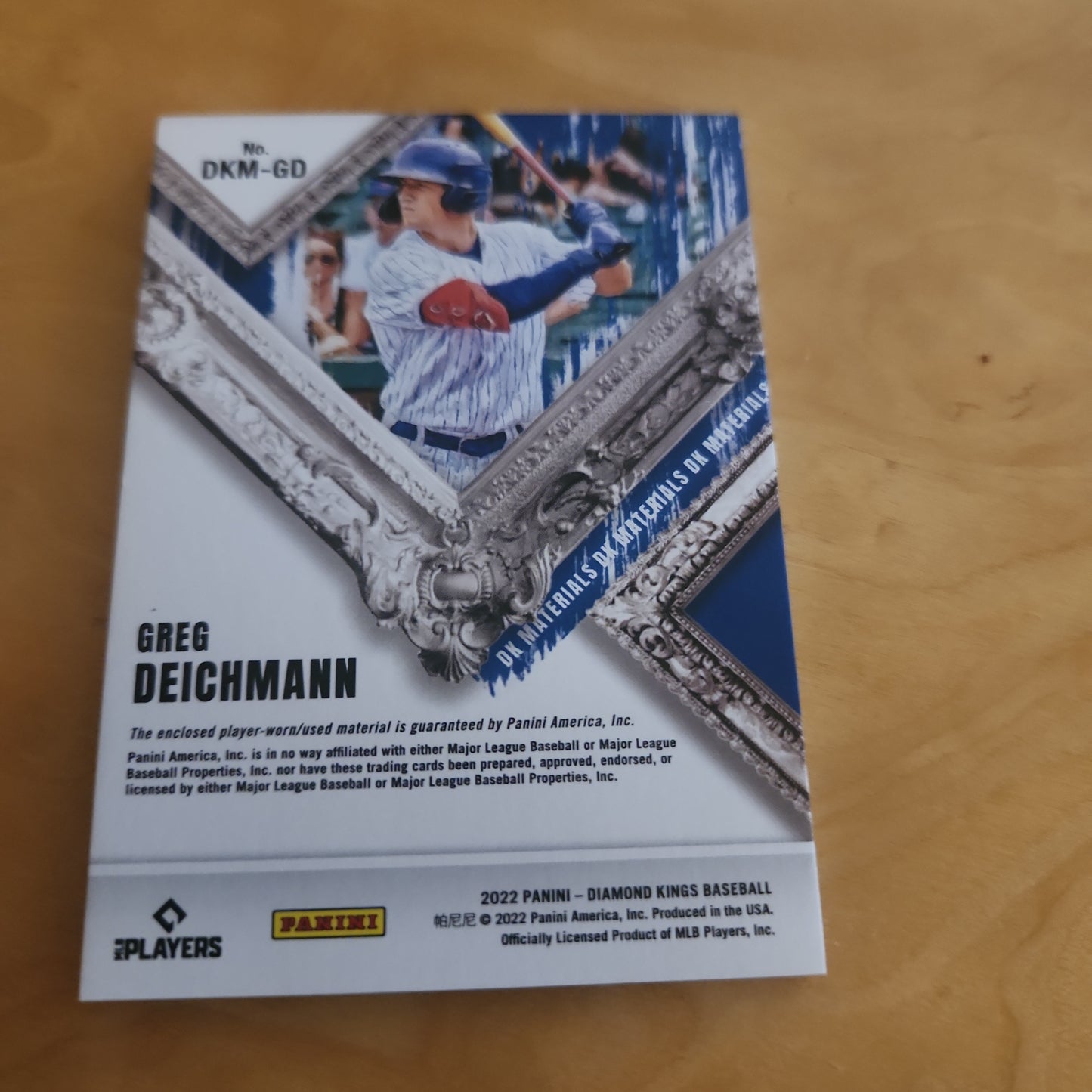 Panini Picture Frame Greg Deichman Duel Relic 3/6 #DKM-GD