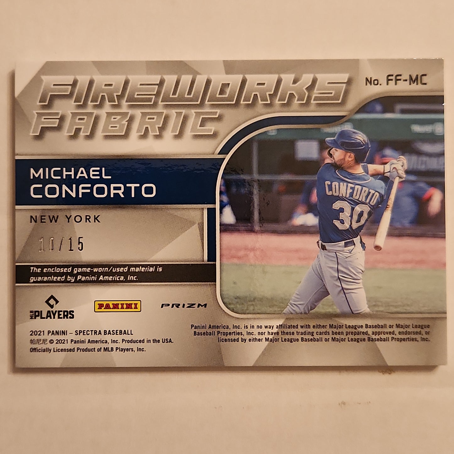 2021 Panini Spectra Fireworks Fabric Orange Prizm 10/15 Michael Conforto #MC.2