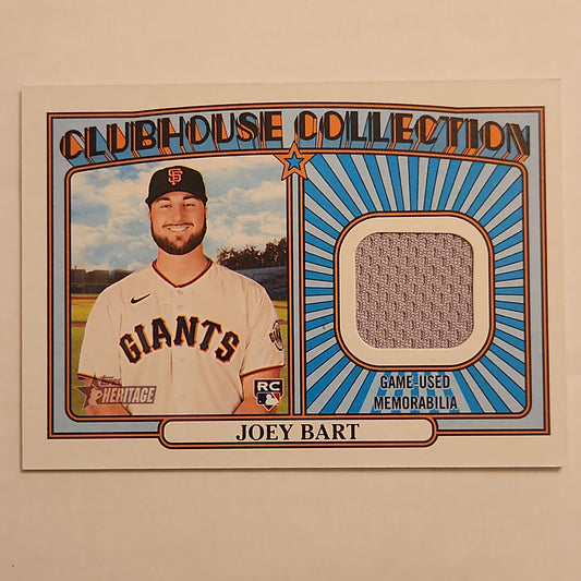 2021 TOPPS HERITAGE #CC-JBT JOEY BART CLUBHOUSE COLLECTION RELICS GIANTS RC