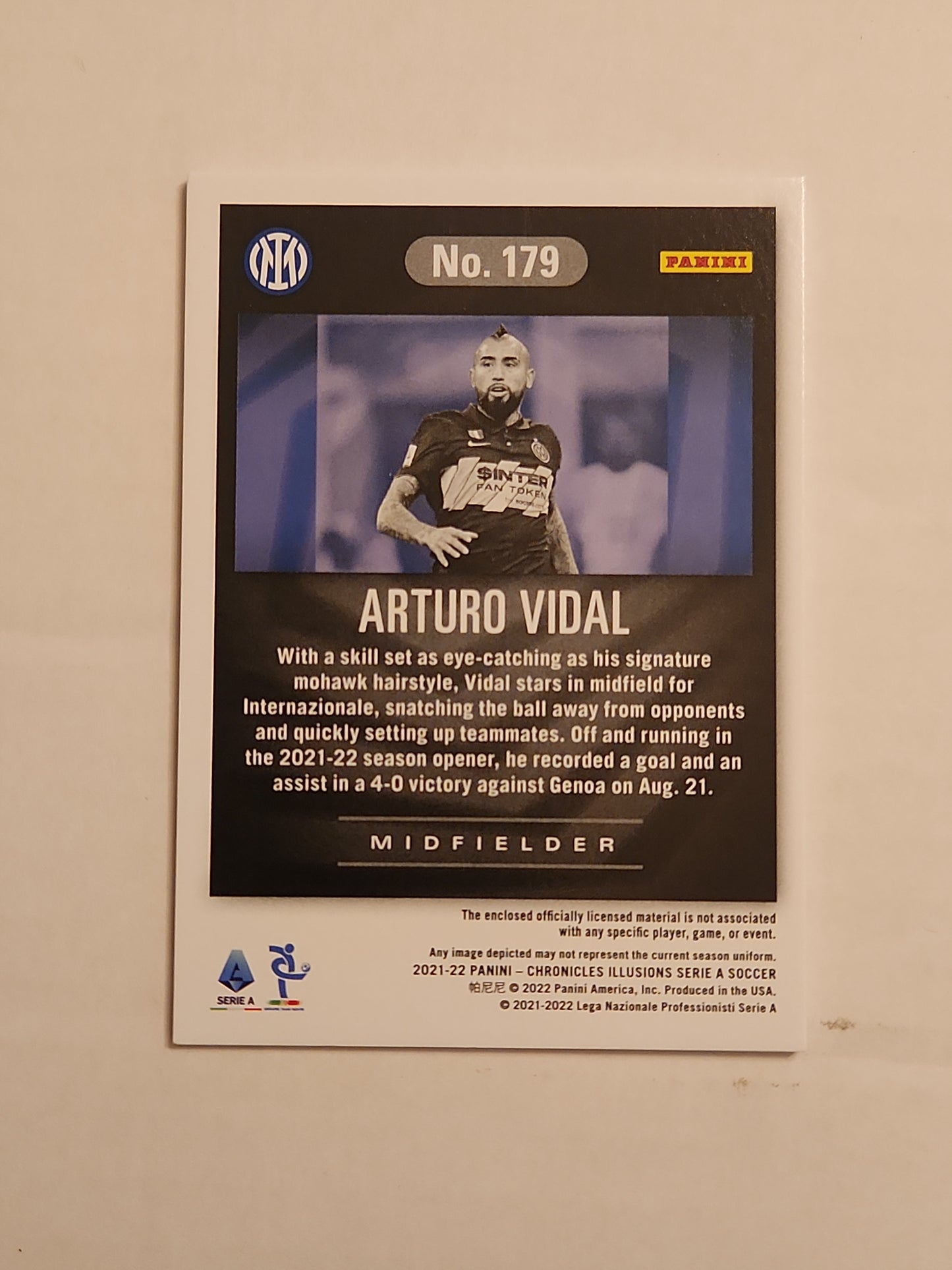 2021-22 Panini Chronicles Illusions ARTURO VIDAL Inter Milan #179 PATCH #481/500