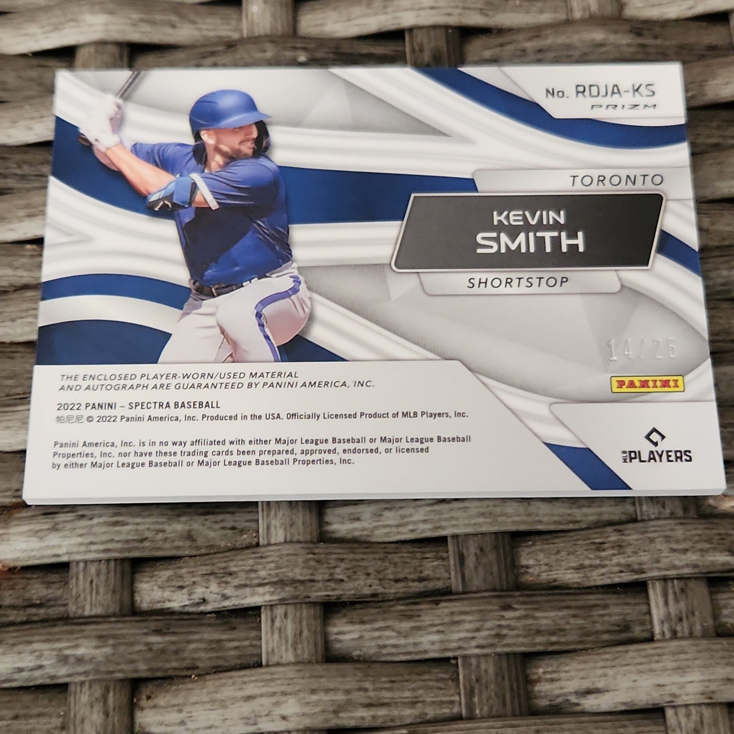 Panini Prizm Spectrr Red Parallel Kevin Smith RC Jersey Patch Auto 14/25 #RDJA-KS