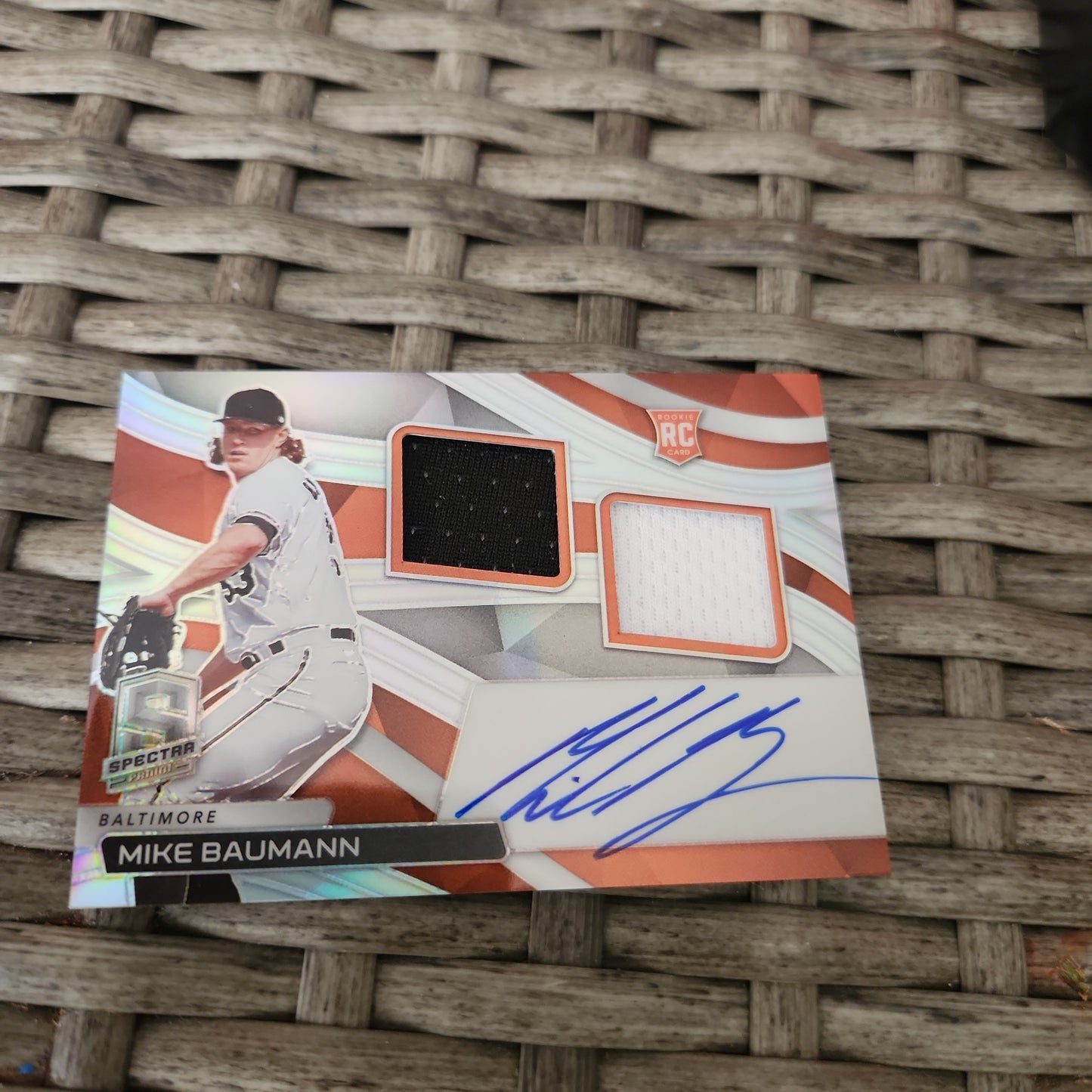 Panini Prizm Spectrr Mike Baumann RC Jersey Patch Auto #RDJA-MB